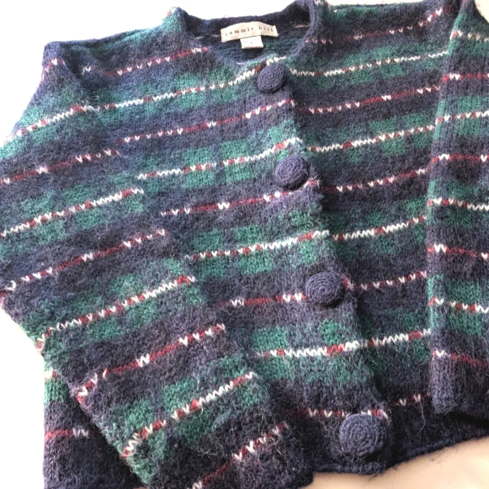 Vintage Summit Hill mohair blend boxy oversized cardigan w big buttons. Small